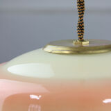 Vintage glass & brass salmon pendant lamp