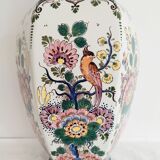 Delft potiche vase polychrome parakeets decoration