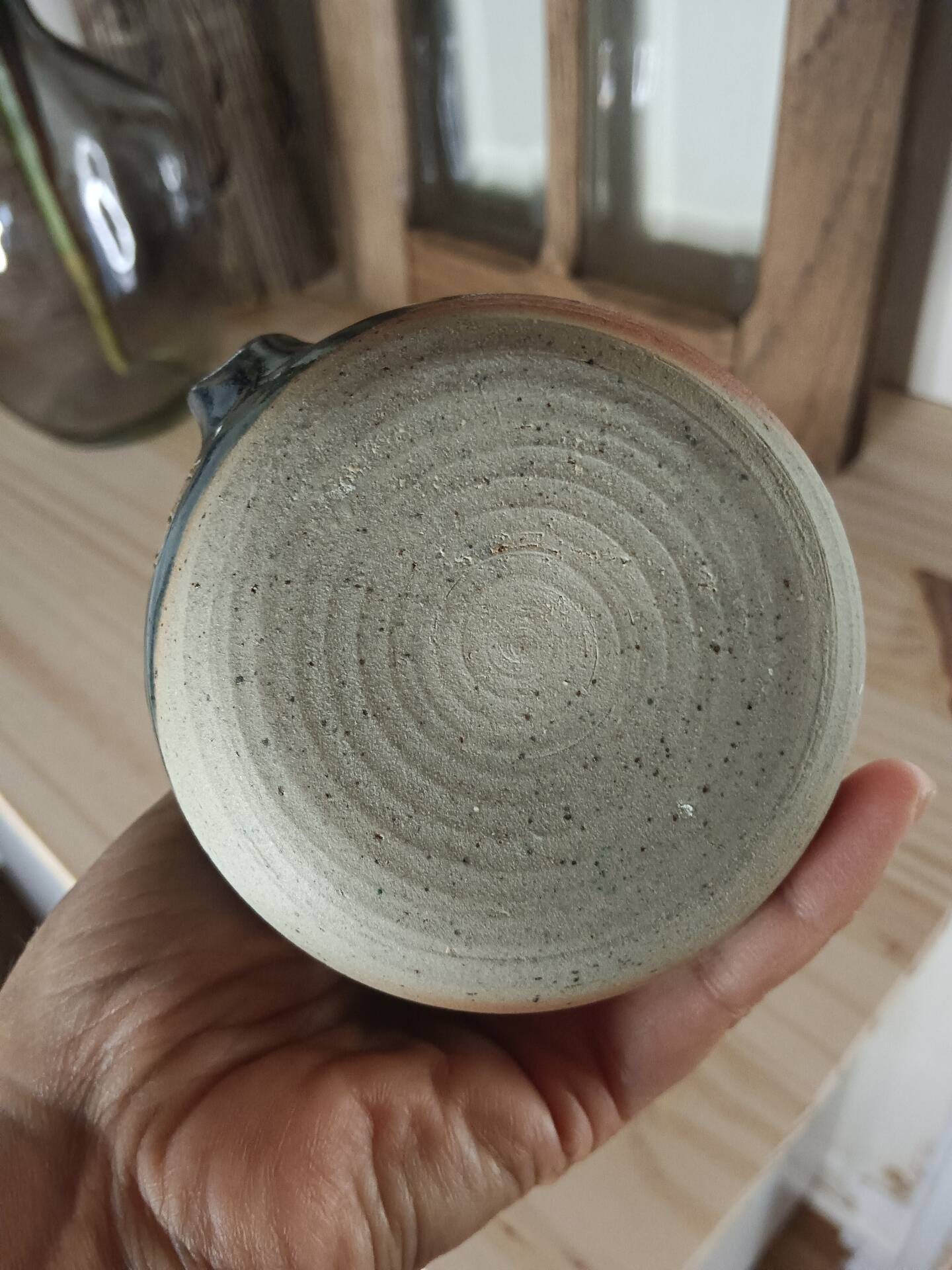 Bougeoir « Rat de Cave » en Grès Émaillé Bleu – Vintage Artisanal