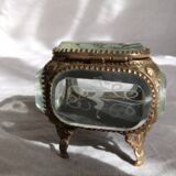 Napoleon III jewellery box bevelled glass engraved box box