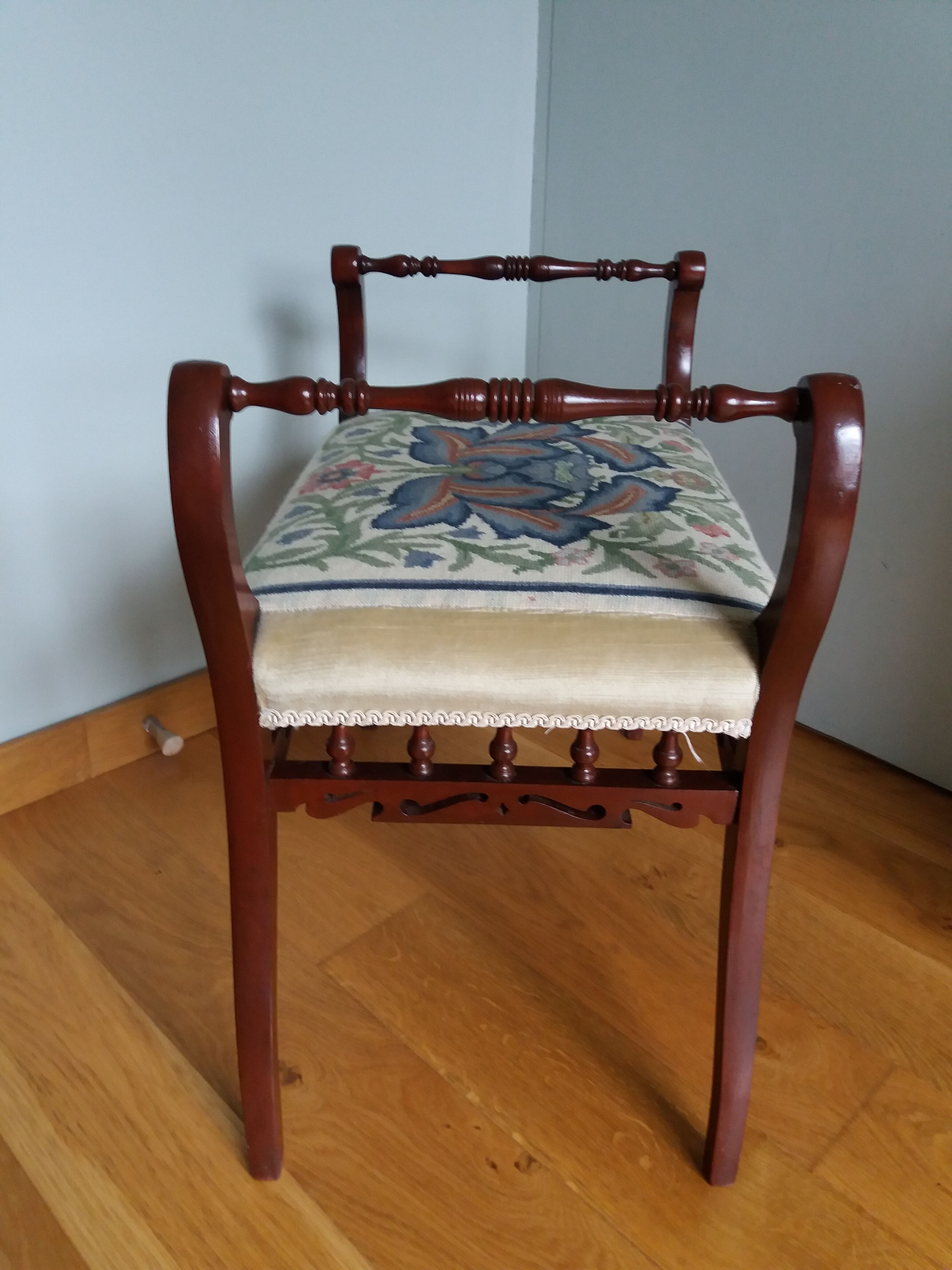 Piano bench stool upholstered canvas end of bed