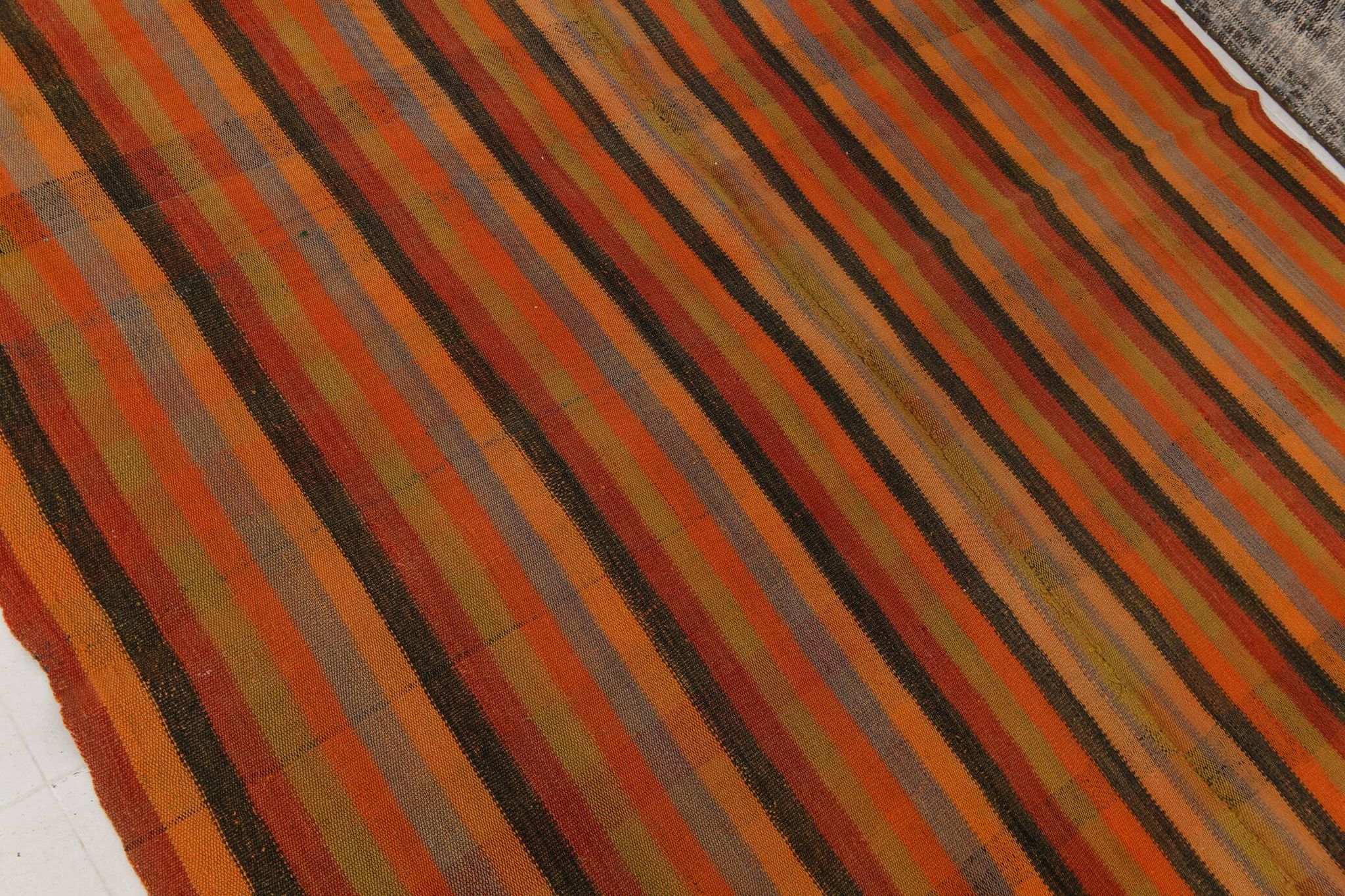 7x8 Burnt Red Area Kilim Rug, 200x240Cm Anatolian Kilim Rug