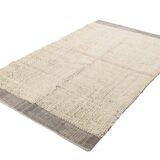 4x7 Kilim Contemporary Gray Beige Kilim Rug, 130x212Cm