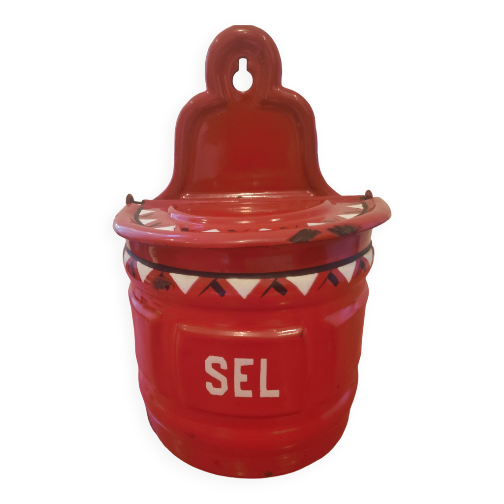 ANCIENNE BOITE À sel en tole émaillée EUR 17,00 - FR