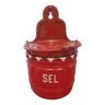 Boîte à sel tôle émaillée rouge Art Déco