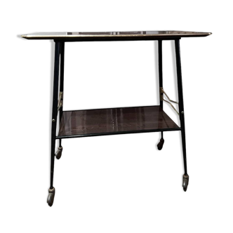 Dark wood serving trolley, 1950
