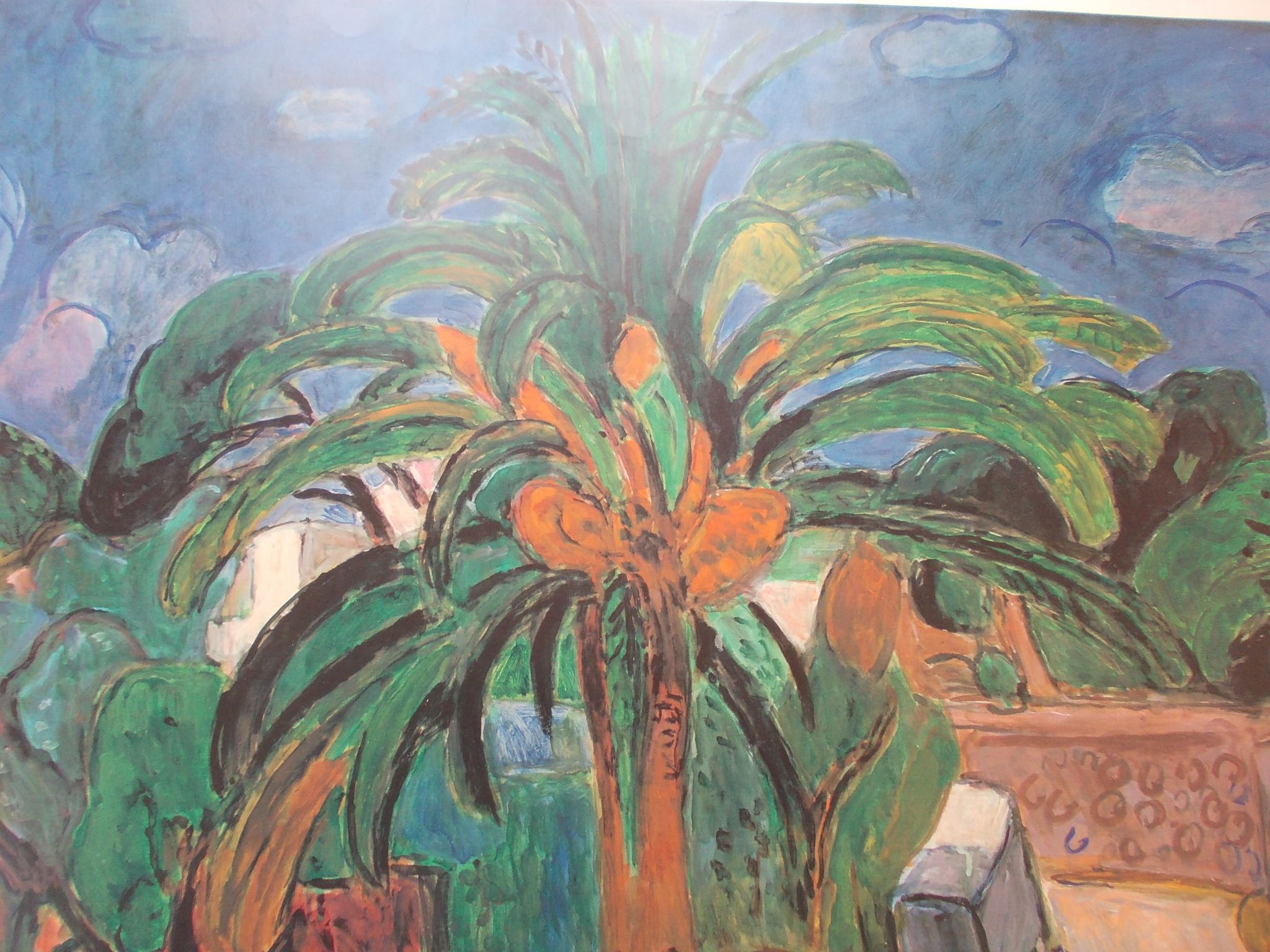 Lithograph 1963 path with palm tree, after painting by hans purrmann 1880, matisse fauvism