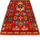 Vintage red Berber rug with multicoloured patterns - 145 x 300 cm