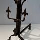 Important Pair of Gothic Wrought Iron Andirons with Fleur-de-Lis