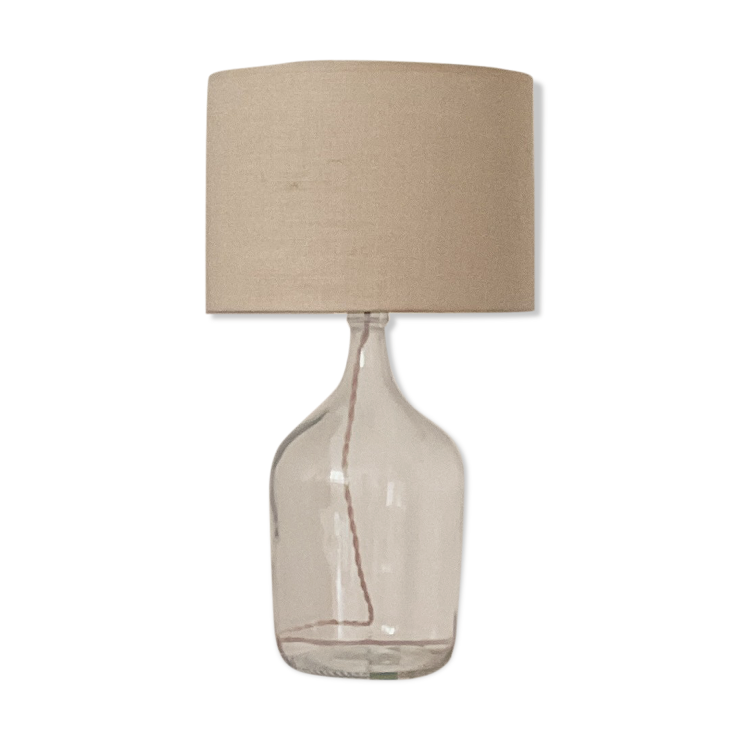 Lampe dame jeanne et jute écrue