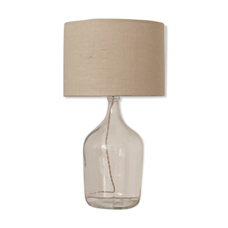 Lampe dame jeanne et jute écrue