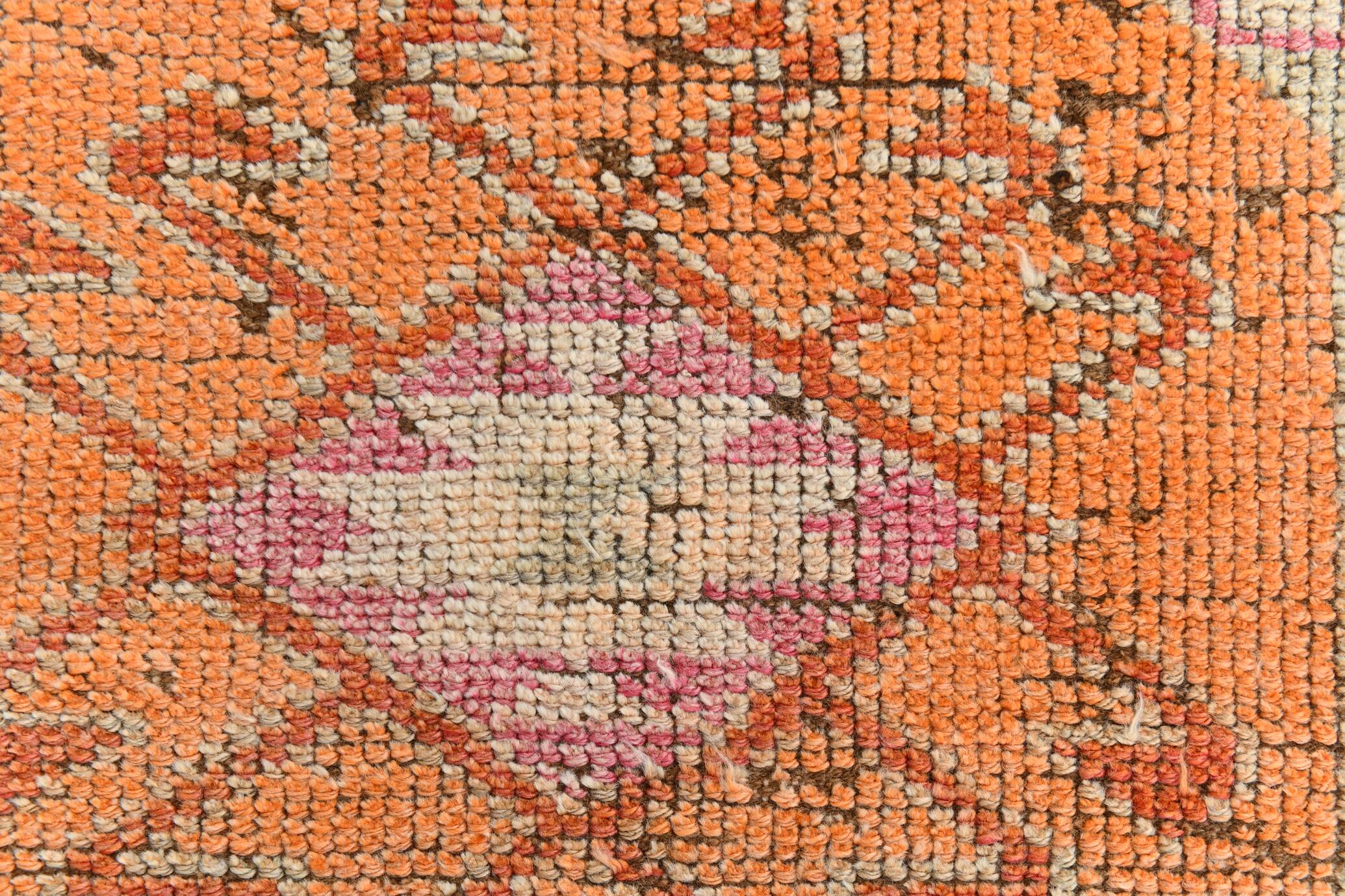 3x11 Runner Coral Red Vintage Runner Rug, Wool Corridor Rug, 94x329Cm