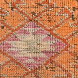 3x11 Runner Coral Red Vintage Runner Rug, Wool Corridor Rug, 94x329Cm