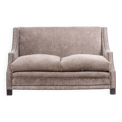 Canapé rectangulaire en velours gris. Années 1990. LS60311509A