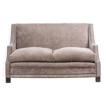 Rectangular sofa in gray velvet. 1990s. LS60311509A