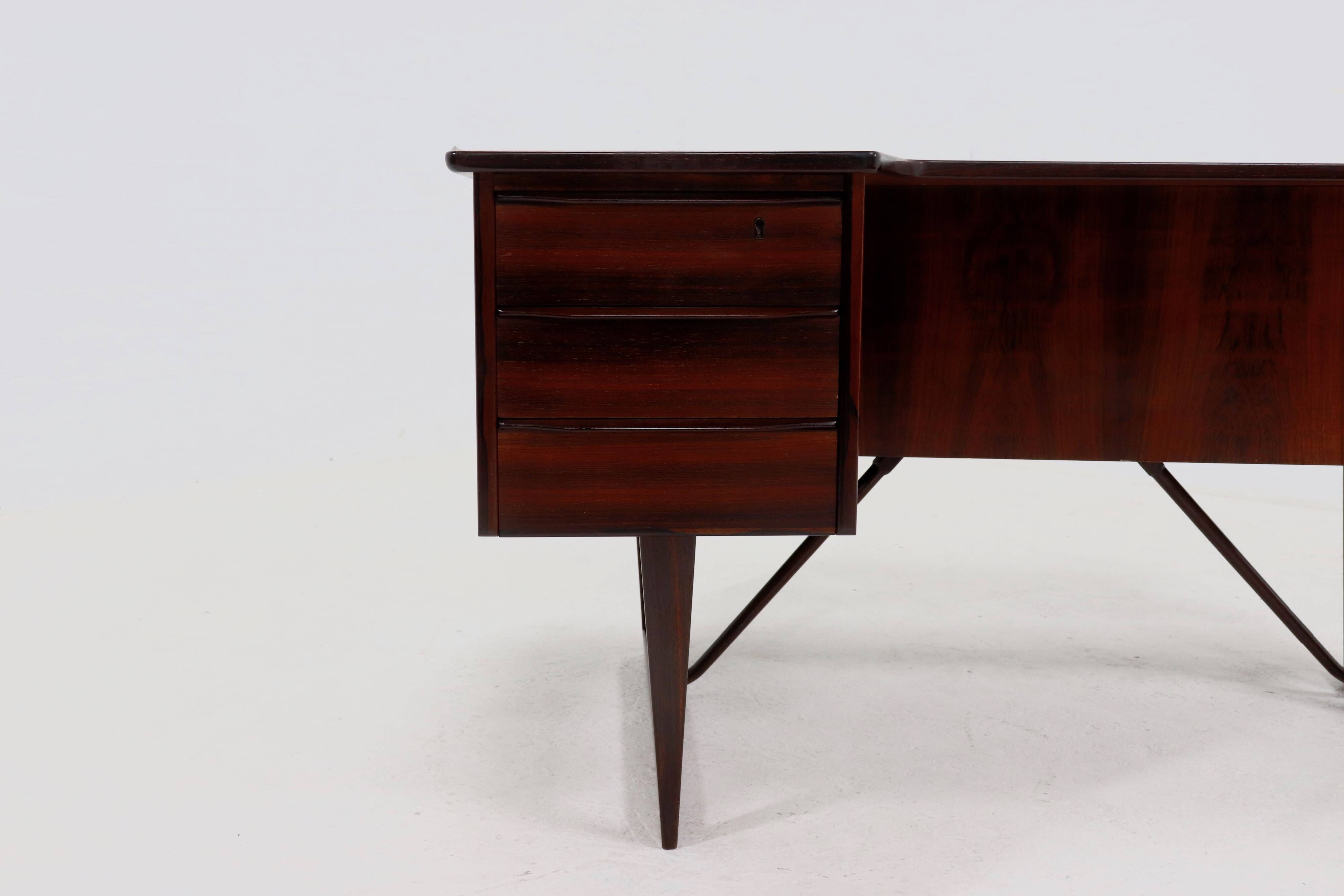 Rosewood Boomerang Desk by Peter Løvig Nielsen for Hedensted Møbelfabrik Denmark 1950s