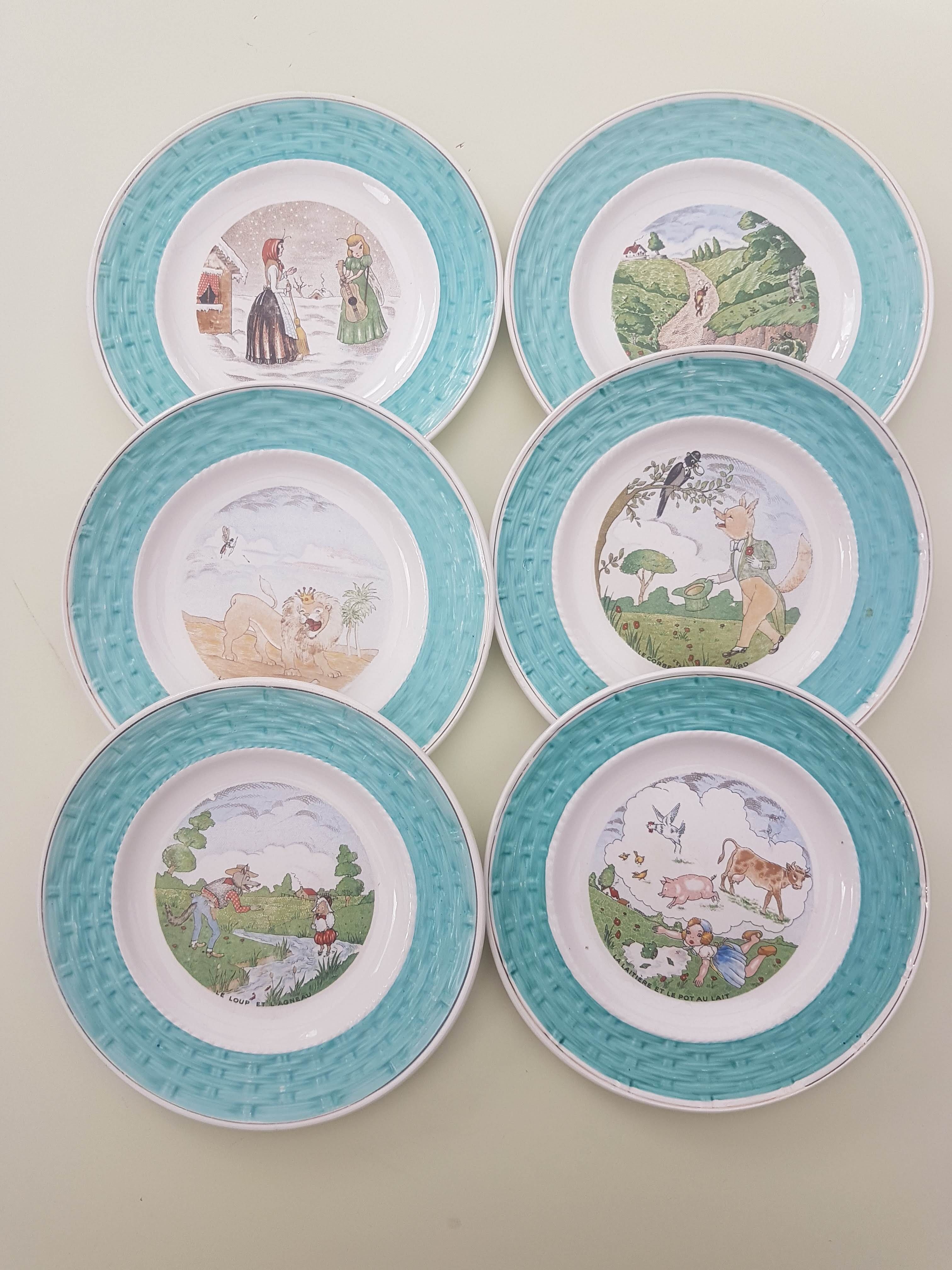 Assiettes à dessert fables de la fontaine