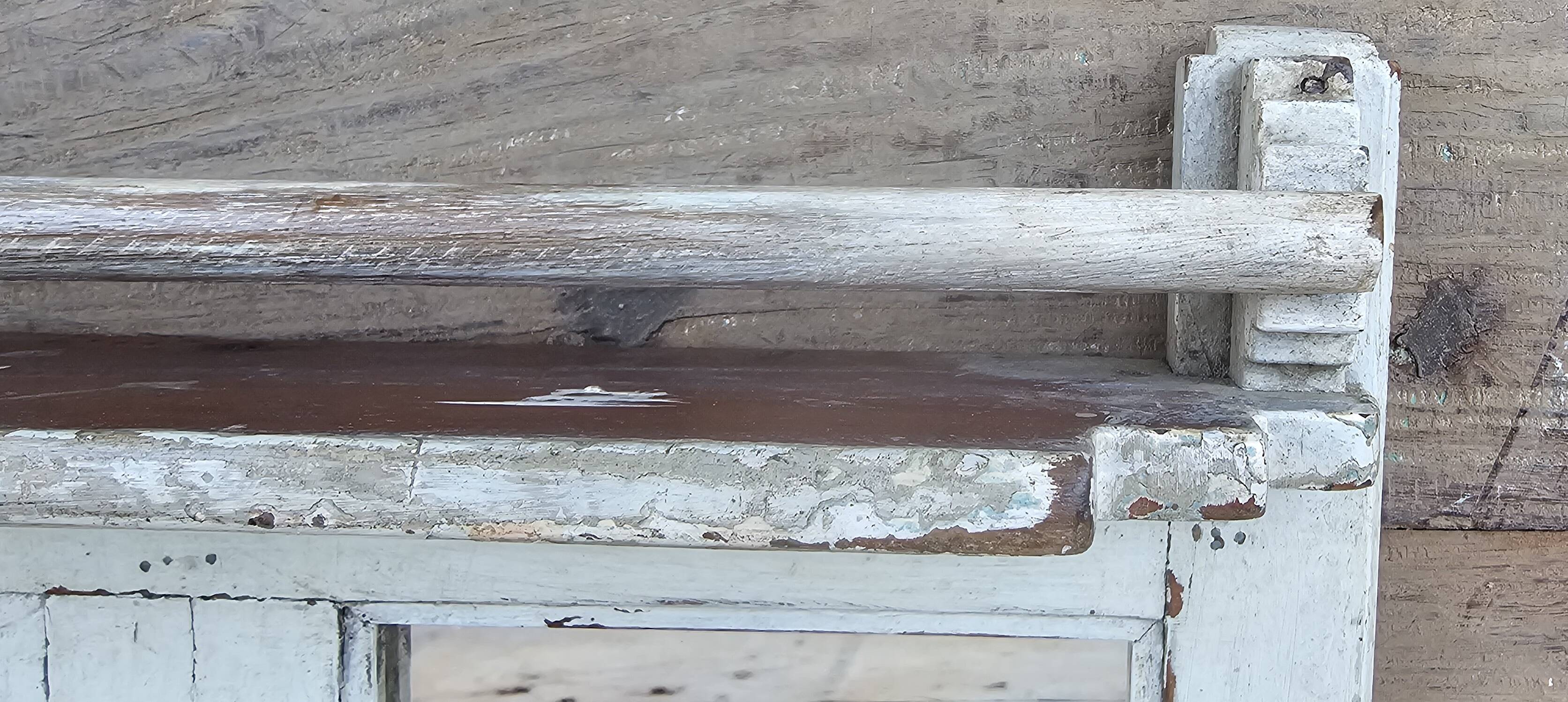 Antique mirror - triptych shelf in Burmese teak