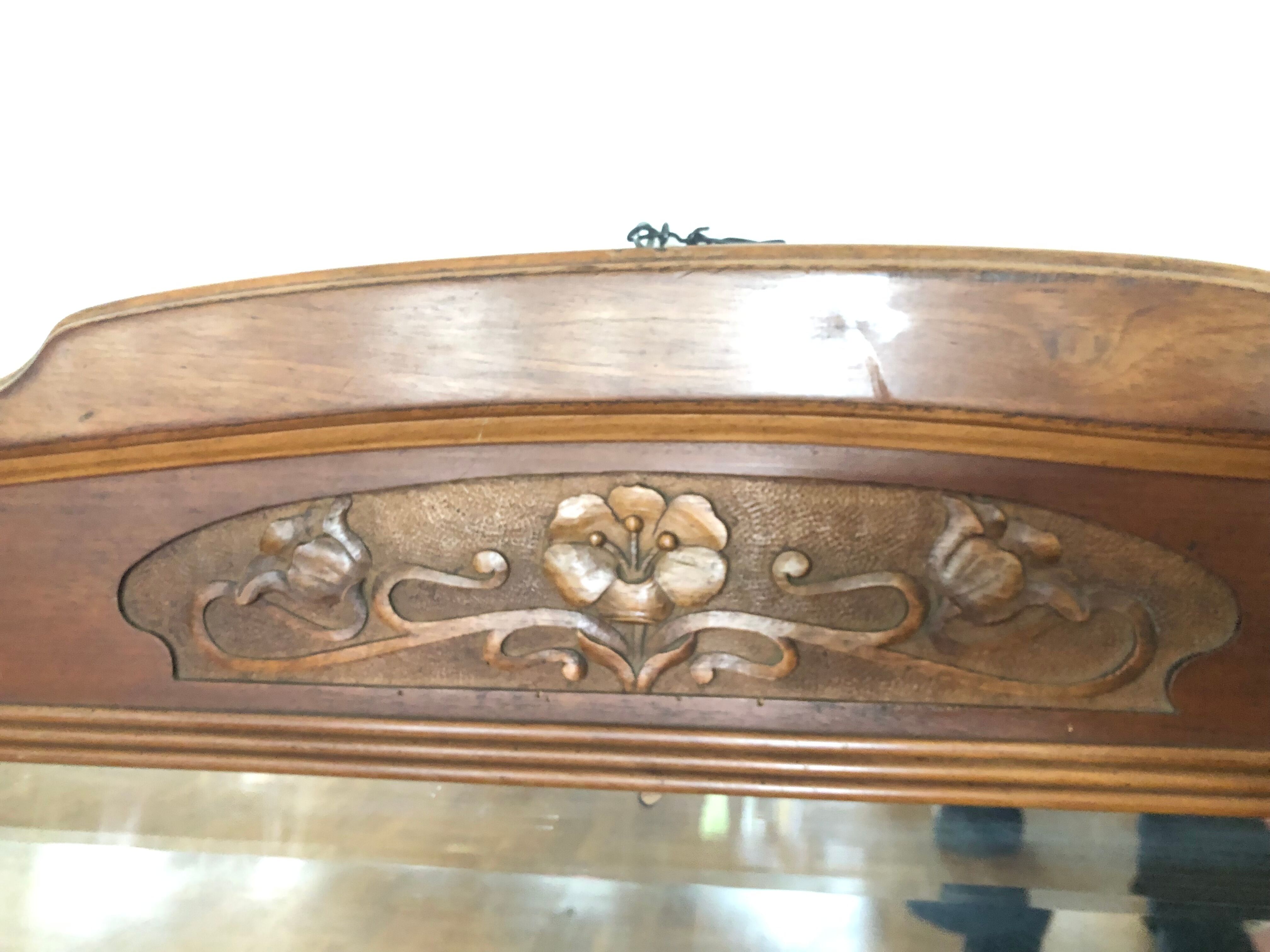 Art Nouveau wooden mirror