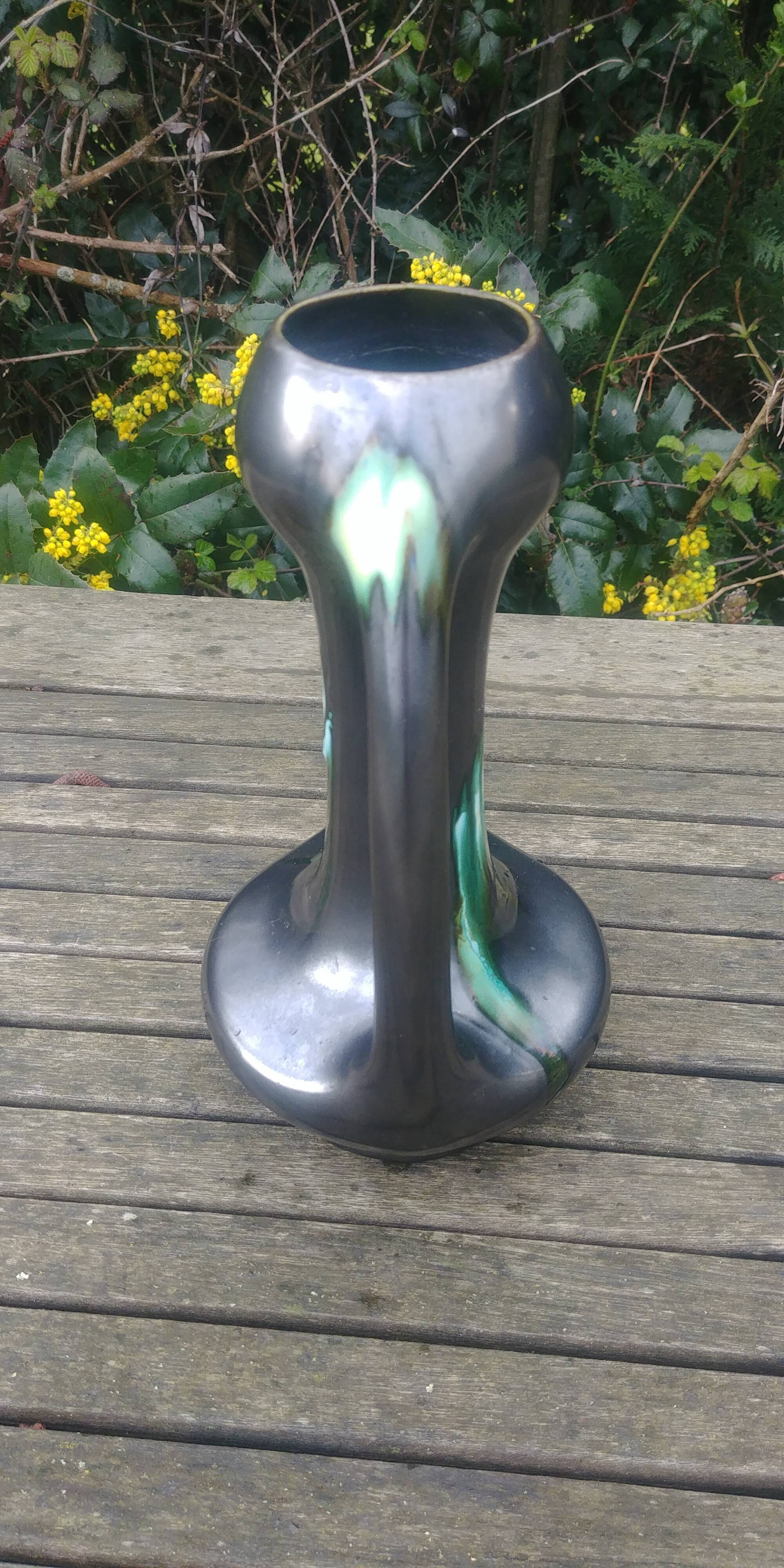 Soliflore vase in matt black ceramic 60s