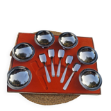 Lot de 6 bols à dessert vintage en acier inoxydable avec 5 cuillères