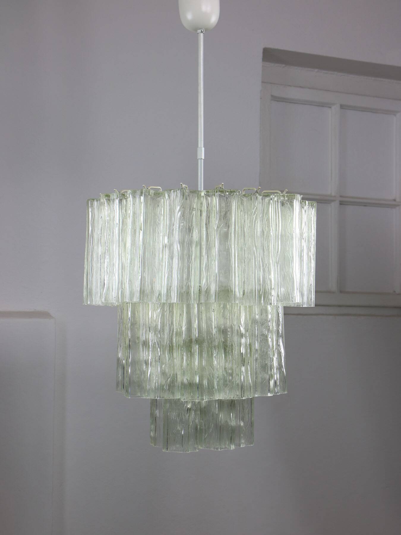 Large Mid-century Italian Glass Cascade Chandelier