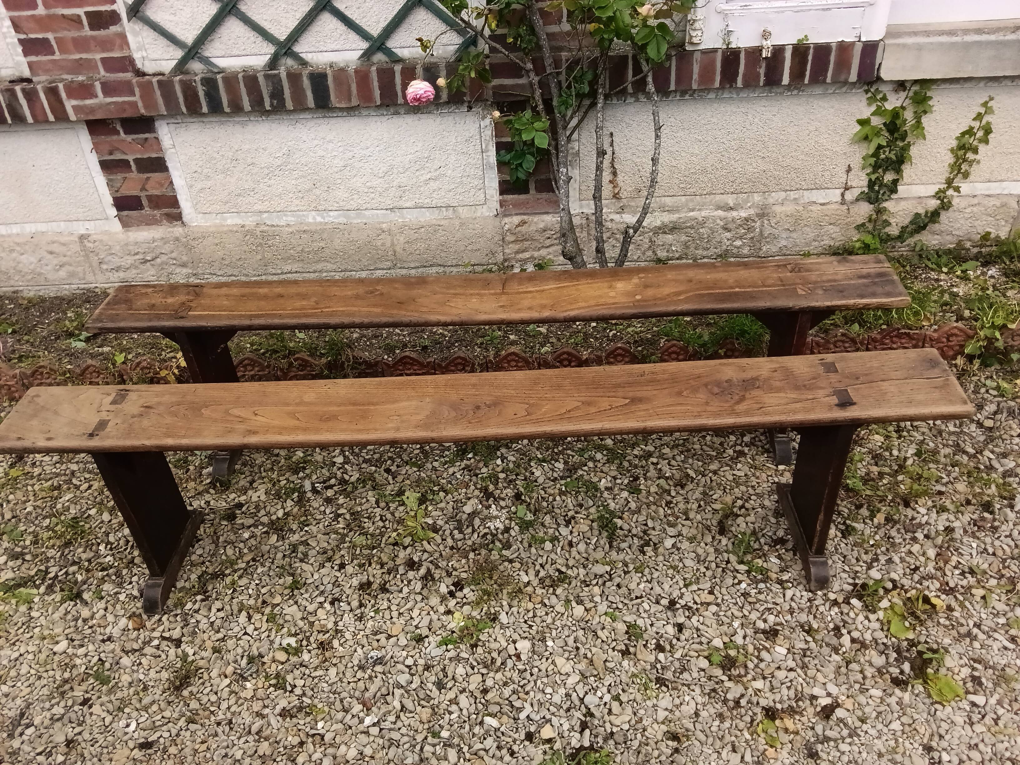 A pair of old benches
