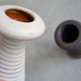 Set of 2 vintage vases - ribbed ceramic