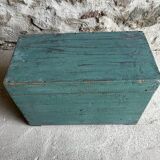 Patinated green wooden chest