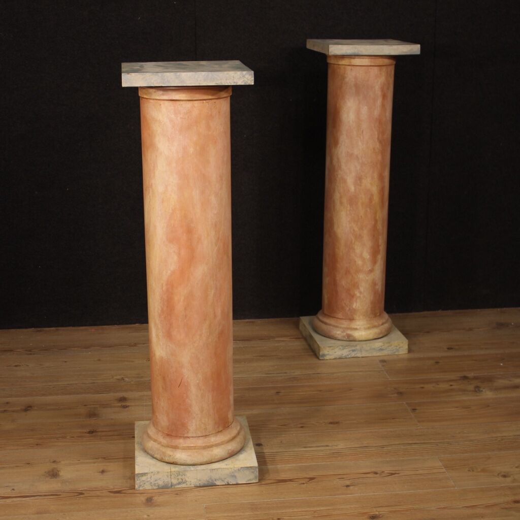 Pair of french columns in lacquered wood