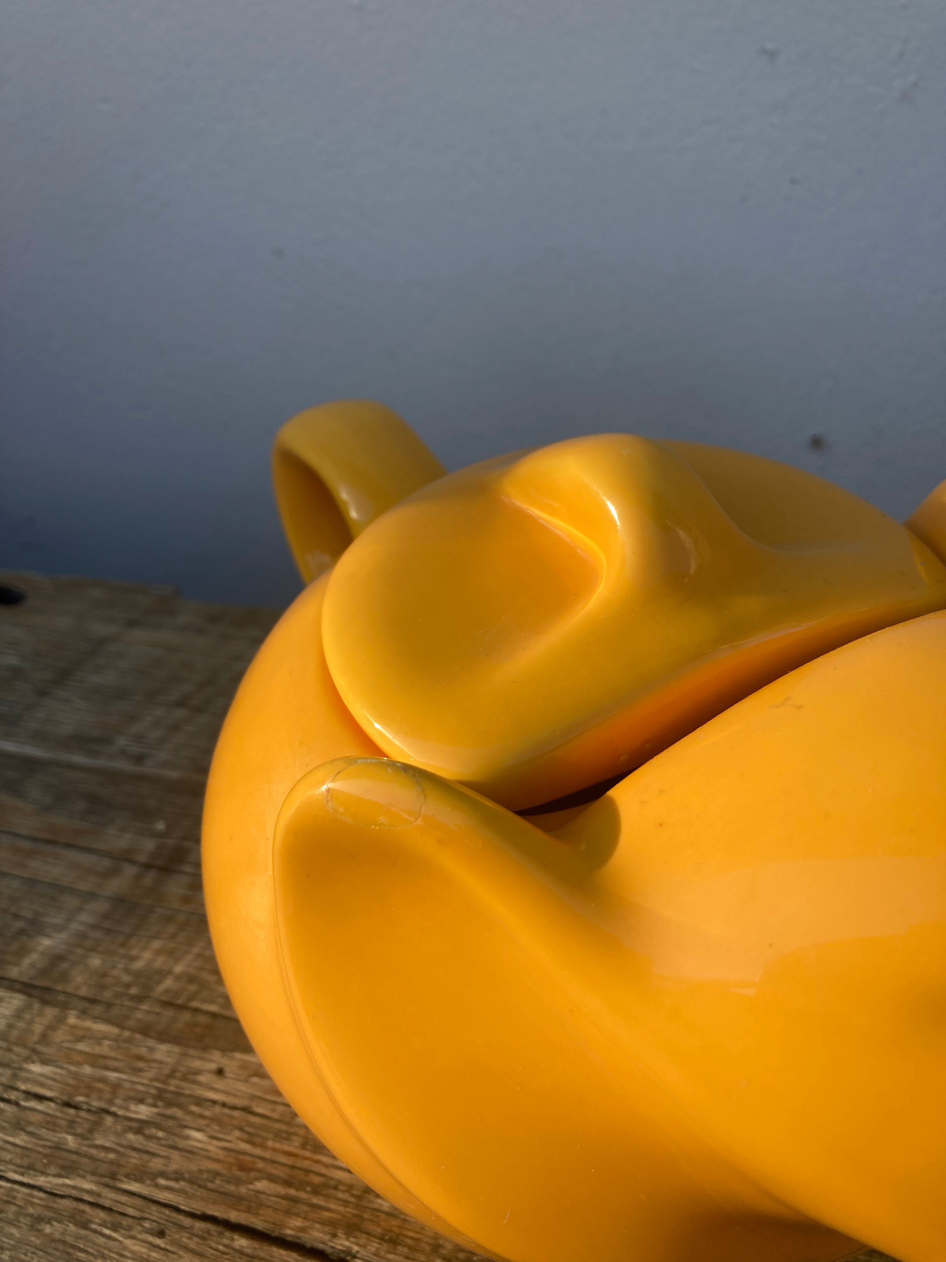 Yellow ceramic elephant teapot