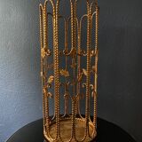 1960s brass rope umbrella stand with leaves