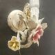 Set von 2 Shabby Chic Wandlampen Tole Schmiedeeisen Porzellan Rosen Blumen