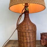 Wicker lamp, jute lampshade, cable 2m