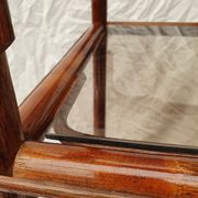Rattan and smoked glass side table