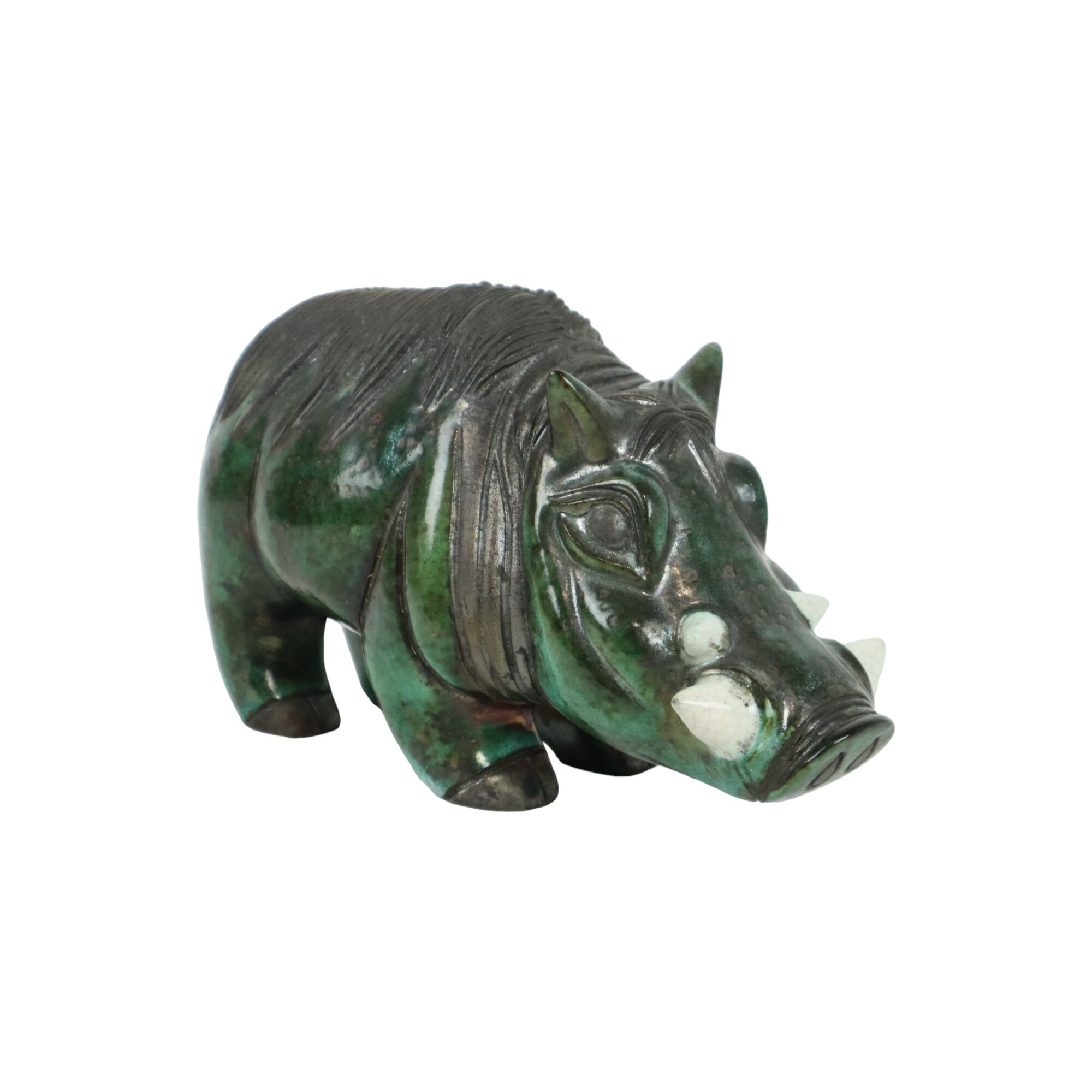 Warthog warthog statue sculpture ceramic pottery raku fired 23cm