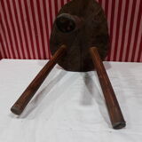 Pair of milking stools - brutalist wooden tripod