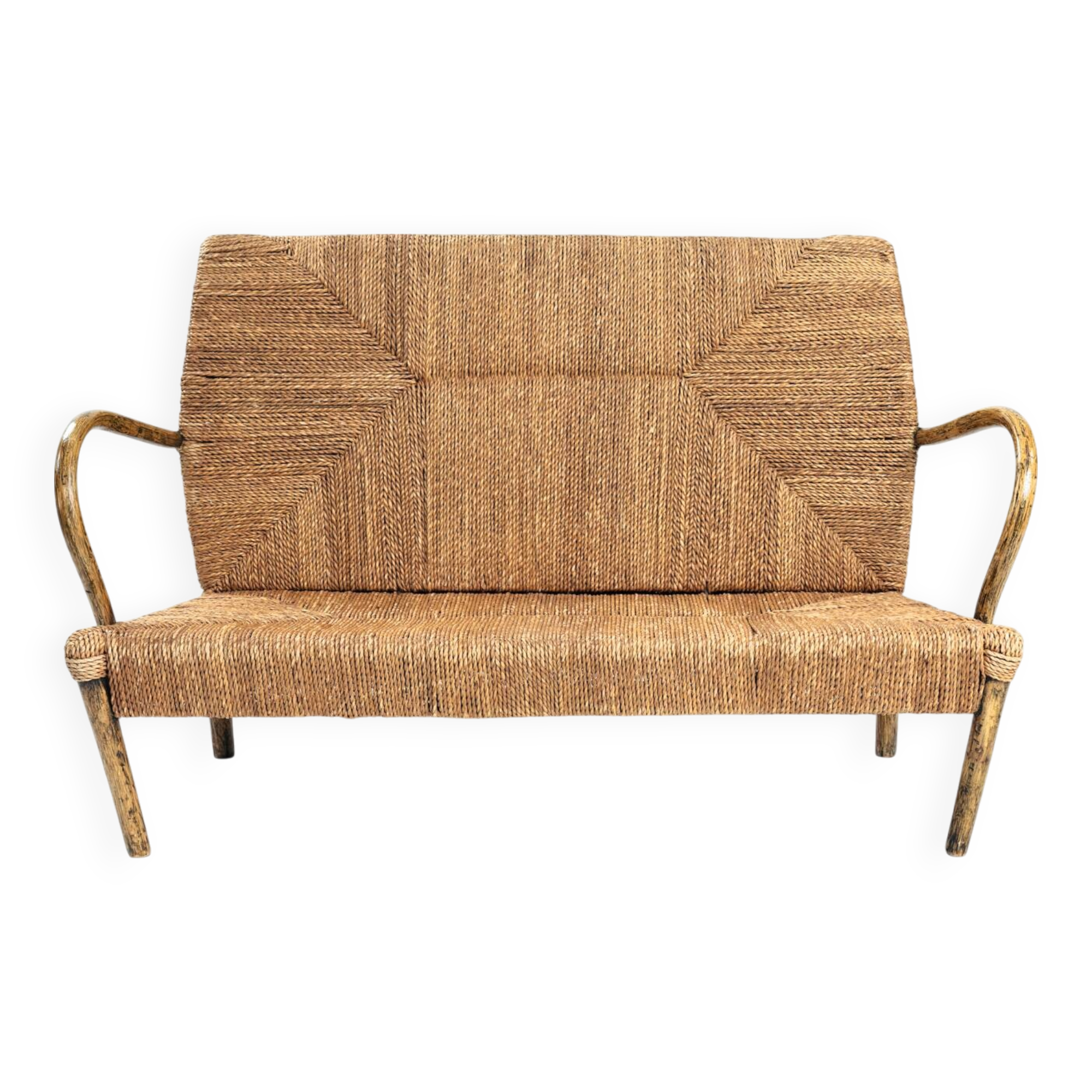 Japanese bamboo rope handmade highback sofa