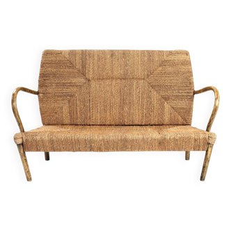 Japanese bamboo rope handmade highback sofa