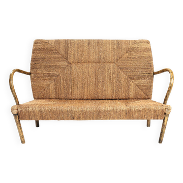 Japanese bamboo rope handmade highback sofa