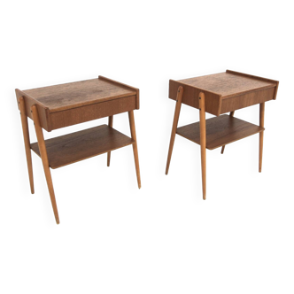 Set de 2 tables de chevet scandinave en teck, Carlström, Suède, 1960