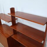 1950s teak modular wall unit with drop-front bar