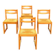 Suite de 4 chaises traîneau en orme et paille Maison Regain