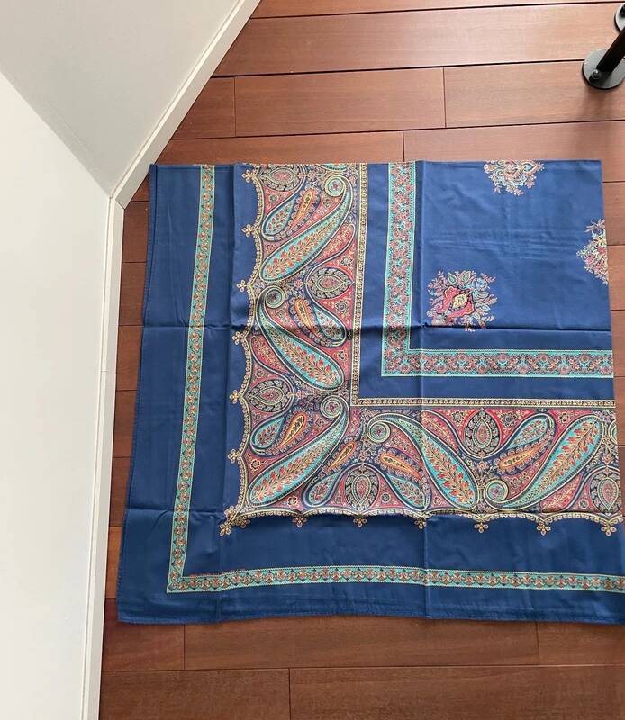 Tablecloth Ribeauvillé Vintage Blue Assam 165 x 169 cm