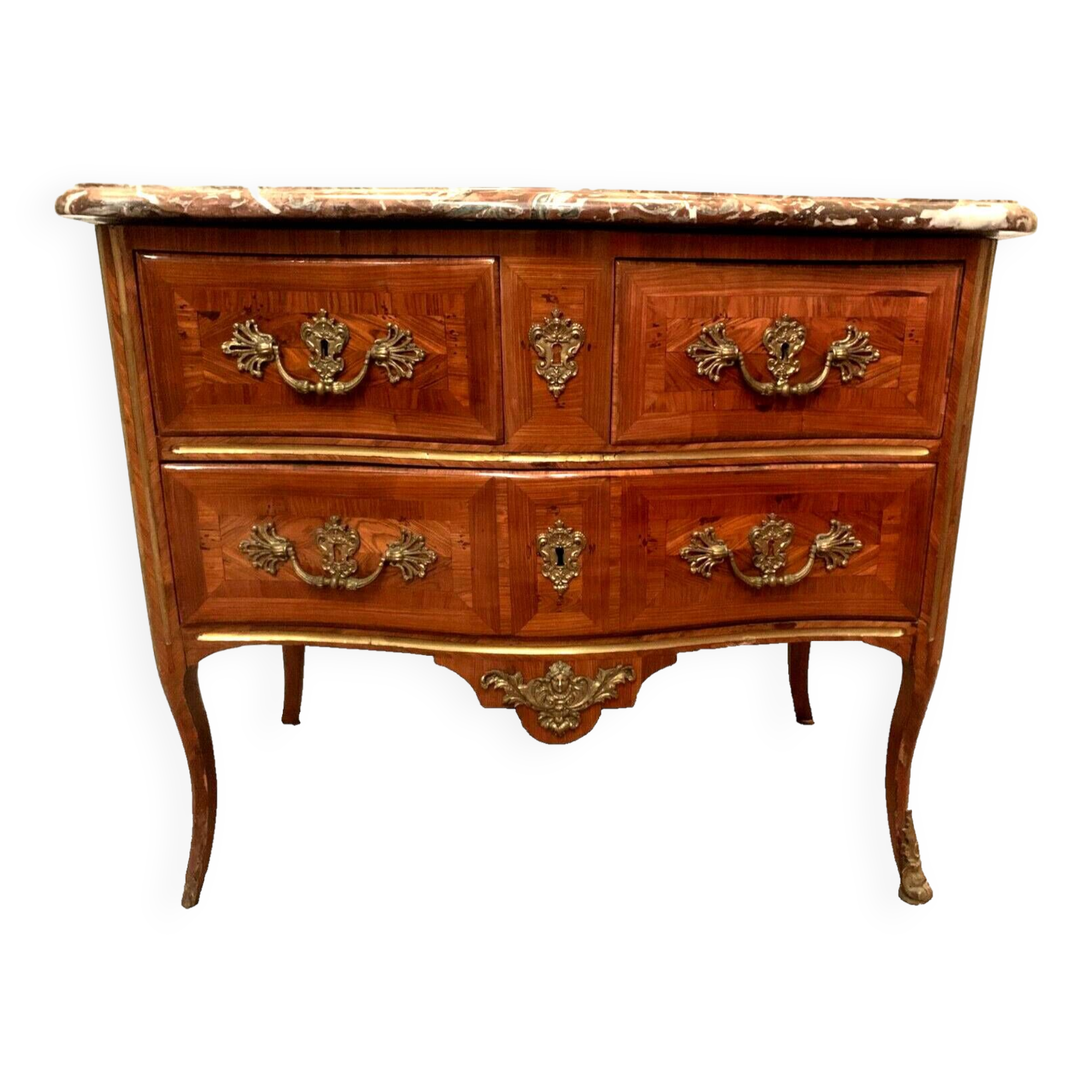 Louis XV saute chest of drawers with curved facade 18th century