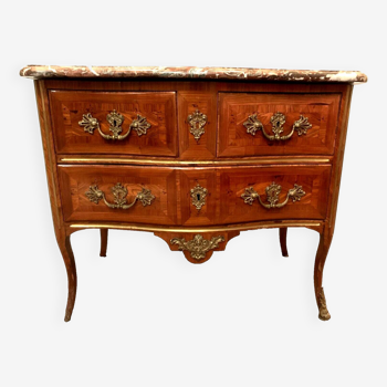 Louis XV saute chest of drawers with curved facade 18th century