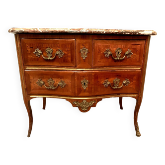 Louis XV saute chest of drawers with curved facade 18th century