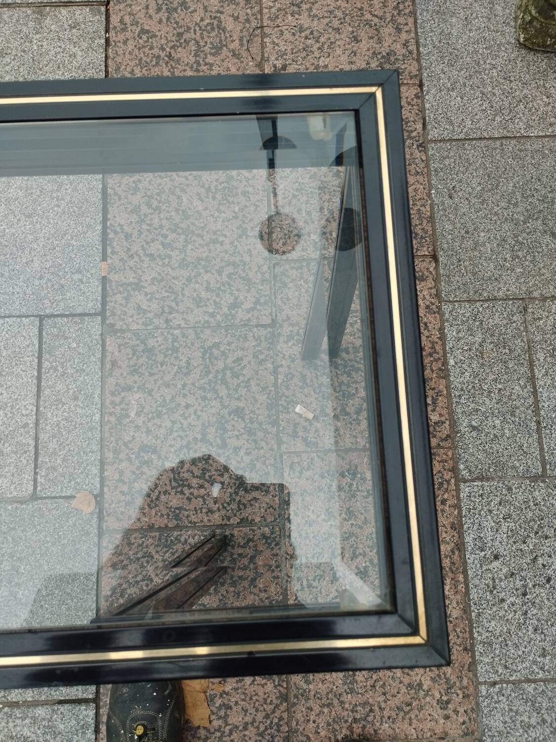 Old console with vintage glass top