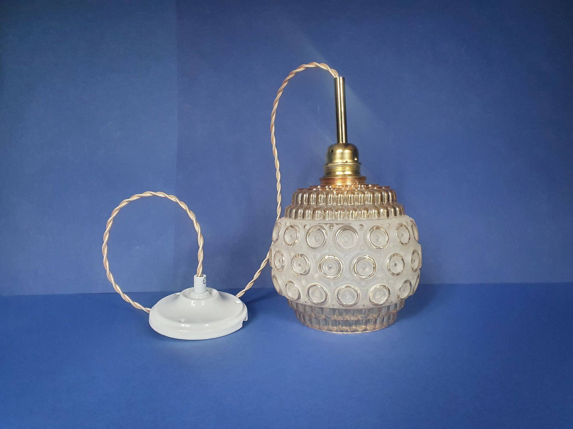 Vintage 50s French portable pendant lamps - newly electrified