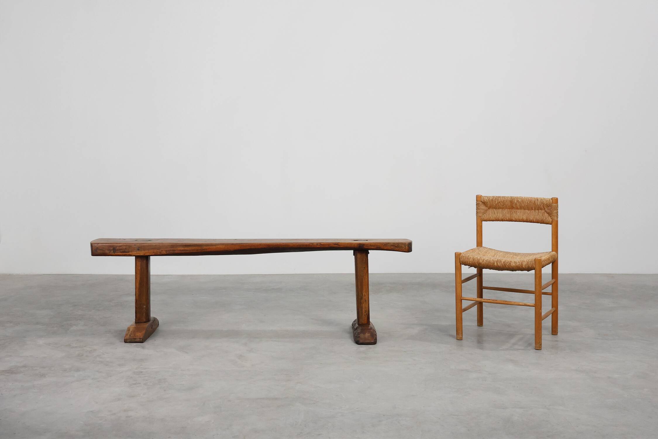 Mid 19th century rustic oak bench, France